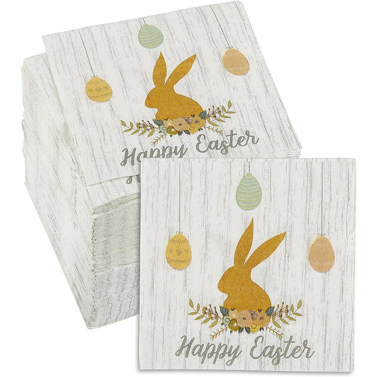 Easter Bunny Paper Napkins for Spring Parties (5x5 Inches, 150 Pack)